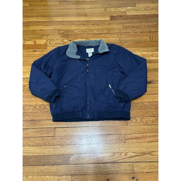 LL Bean Mens Warm Up Jacket Sz XL Fleece Lined Zip Up Nylon Outdoors Windbreaker - Picture 3 of 10